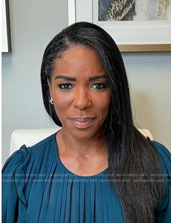 Dr. Jessica Shepherd's green pleated blouse on NBC News Daily