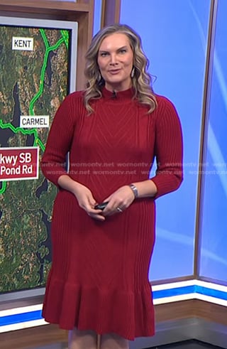 Emily West's red cable knit dress on Today
