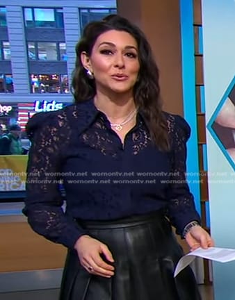 Erielle's navy lace blouse on Good Morning America