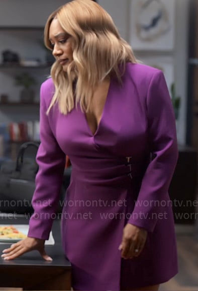 Fatima's magenta buckled wrap dress on Tyler Perrys Sistas