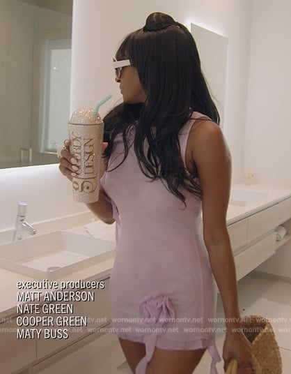Guerdy's lavender floral mini dress on The Real Housewives of Miami
