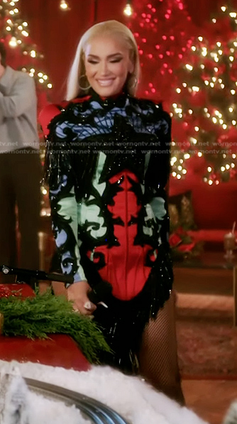 Gwen's colorblock embroidered dress on The Voice
