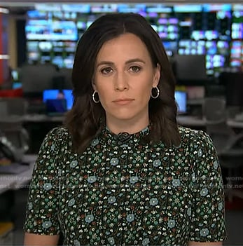 Hallie Jackson's black floral short sleeve dress on Today