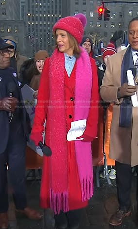 Hoda's pink and red scarf on Today