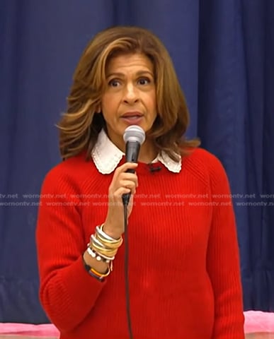 Hoda's red ribbed sweater on NBC News Daily