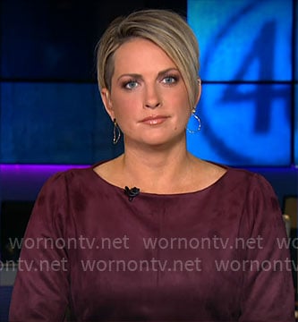 Jamie Yuccas' burgundy suede top on CBS Mornings
