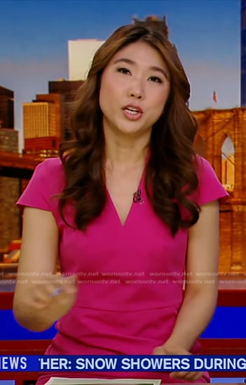 Janice Yu's pink cap sleeve v-neck dress on Good Morning America