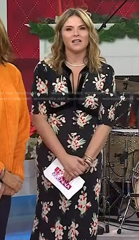 Jenna's black floral tie neck dress on Today