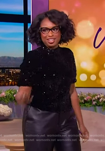 Jennifer's sequin mock neck top on The Jennifer Hudson Show