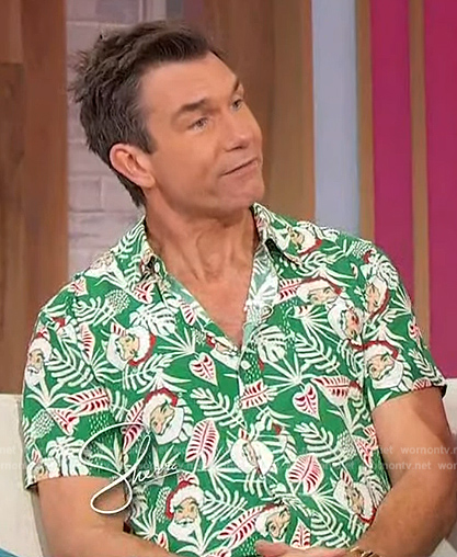 Jerry's green santa print shirt on Sherri