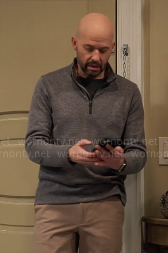 Jim's grey quarter zip pullover on Extended Family