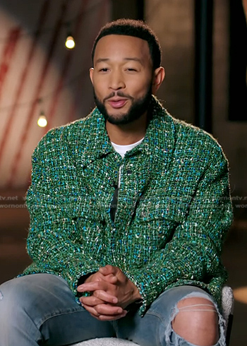 John Legend's green tweed jacket on The Voice