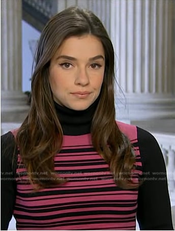 Julie's black and pink striped sweater dress on NBC News Daily