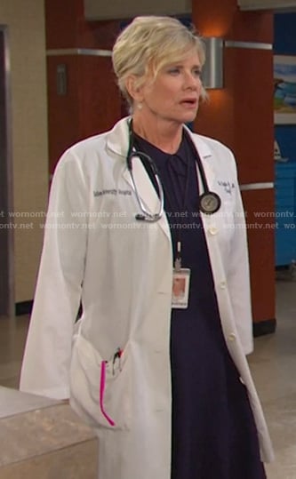 Kayla's navy collared knit dress on Days of our Lives