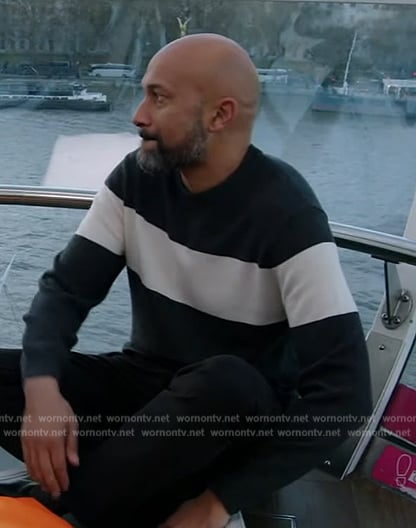 Keegan-Michael Key's striped sweater on The Drew Barrymore Show