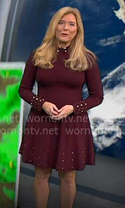 Kelly Cass' burgundy long sleeve dress on CBS Mornings