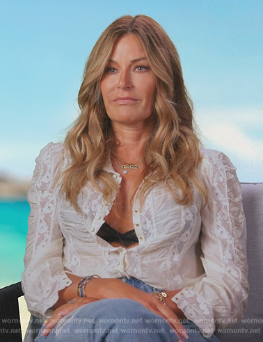 Kelly's white lace confessional top on The Real Housewives Ultimate Girls Trip
