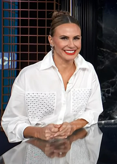 Keltie's white studded pocket shirt on E! News
