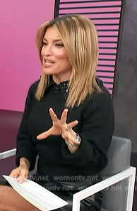 Kit's black embellished collar sweater on Access Hollywood