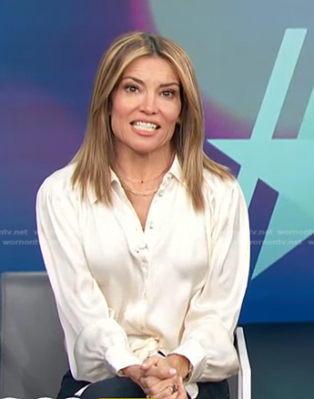 Kit's white tie front blouse on Access Hollywood