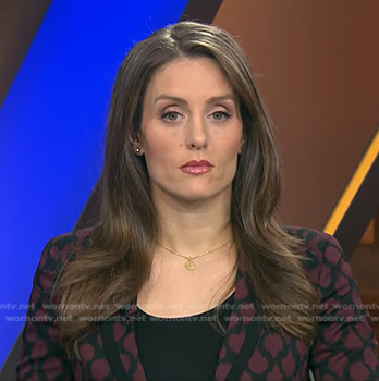 Kristina Partsinevelos's red and black print blazer on NBC News Daily
