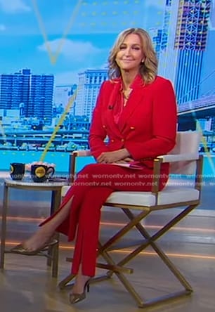 Lara's red blazer and slit pants on Good Morning America