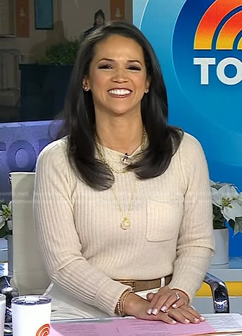 Laura's beige ribbed sweater on Today