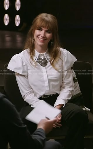 Lila Forde's white studded collar shirt on The Voice