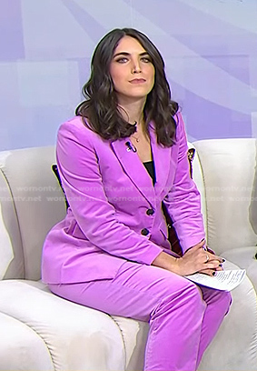 Liz Kreutz's pink velvet blazer and pants on Today