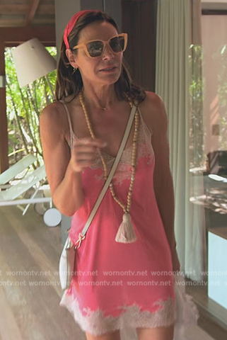 Luann's pink lace trim chemise on The Real Housewives Ultimate Girls Trip