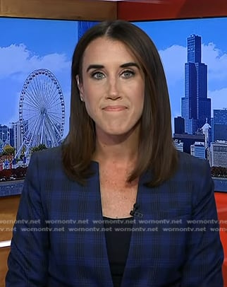 Maggie Vespa's blue checked blazer on NBC News Daily