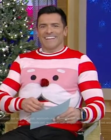 Mark's Santa ugly Christmas sweater on Live with Kelly and Mark