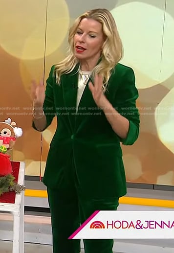 Meredith Sinclair's green velvet suit on Today