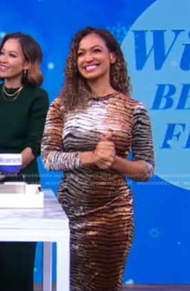 Milly Almodovar's tiger print velvet dress on Good Morning America