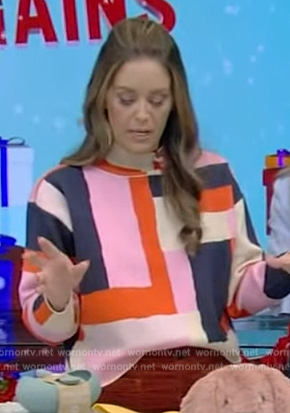 Monica Mangin's colorblock sweater on Live with Kelly and Mark