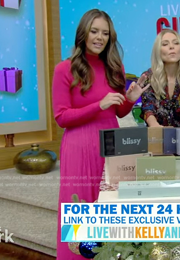 Monica Mangin's pink mixed media dress on Live with Kelly and Mark