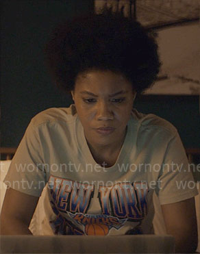 Nella's New York Knicks t-shirt on The Other Black Girl
