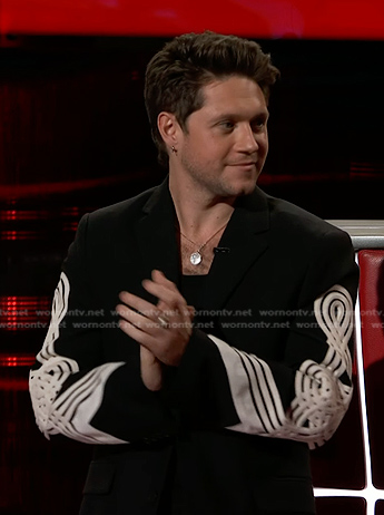 Niall Horan's black embroidered blazer on The Voice
