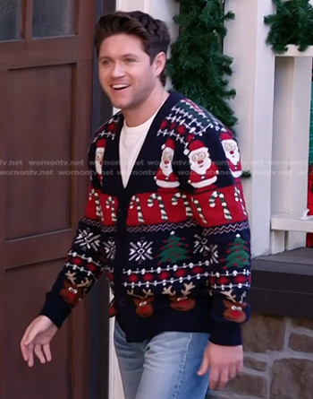 Niall Horan's ugly christmas cardigan sweater on The Voice