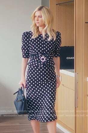 Nicky's polka dot print belted dress on Paris in Love