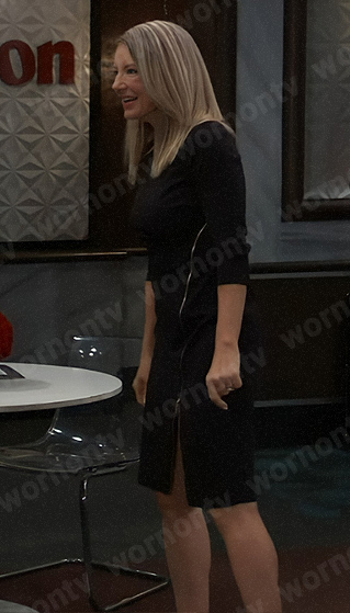 Nina's black zip detail dress on General Hospital