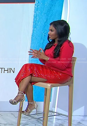 Niro Feliciano's red sequin skirt on Today