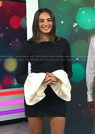 Paige DeSorbo's black contrast bell cuff dress on Today