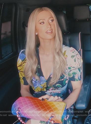 Paris's floral print v-neck dress on Paris in Love