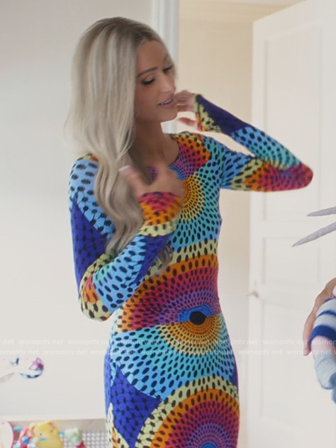 Paris's multicolored print mesh dress on Paris in Love
