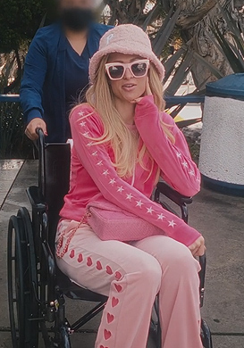 Paris's pink star embroidered hoodie on Paris in Love