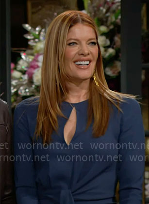 Phyllis's teal blue keyhole dress on The Young and the Restless