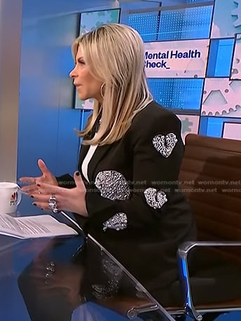Dr. Robi Ludwig's black pearl embellished blazer on NBC News Daily