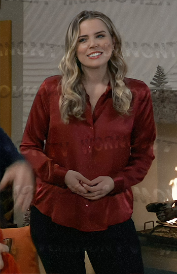 Sasha's red satin button down shirt on General Hospital