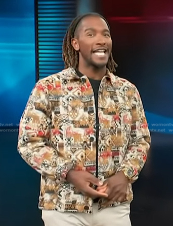 Scott's aztek print jacket on Access Hollywood